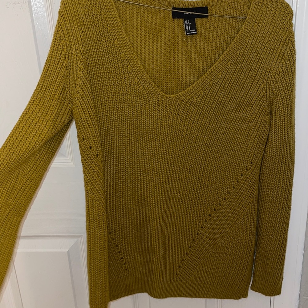 Olive Green V-Neck Sweater